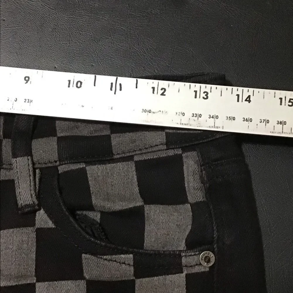 I&M Signature Jeans USA 5 Juniors Split Black‎ Gray Checkered Pants Y2K Skater
